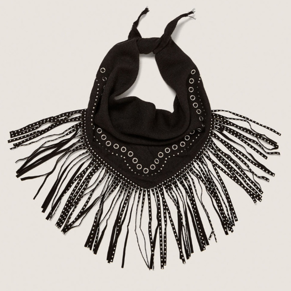 Zara Accessories - NWT Zara Eyelet Studs Fringe Scarf
